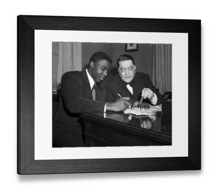 Framed Print : Jackie Robinson Signing Contract with Branch Rickey Framed Print : Jackie Robinson Signing Contract with Branch Rickey