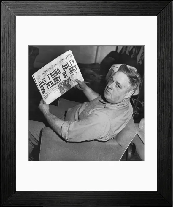 Framed Print : Whittaker Chambers Sitting with Newspaper Framed Print : Whittaker Chambers Sitting with Newspaper