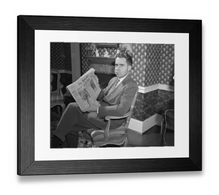 Framed Print : Congressional Representative Richard Nixon Holding Newspaper Framed Print : Congressional Representative Richard Nixon Holding Newspaper
