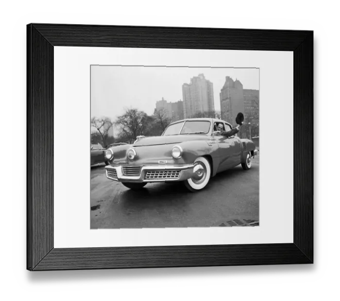 Framed Print : Preston Tucker Driving One of His Cars Framed Print : Preston Tucker Driving One of His Cars