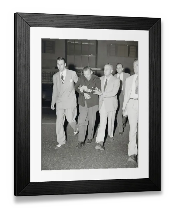 Framed Print : Suspect Harry Fleischer Being taken into Custody