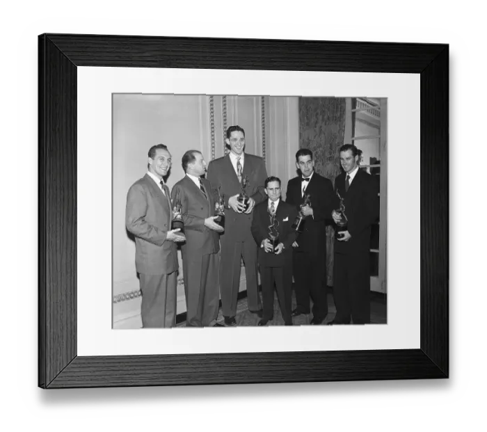 Framed Print : Otto Graham and Other Athletes With Trophies Framed Print : Otto Graham and Other Athletes With Trophies