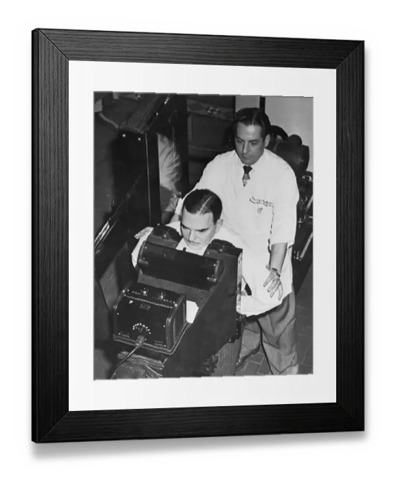 Framed Print : Governor Thomas E. Dewey Participating in X Ray Demonstration Framed Print : Governor Thomas E. Dewey Participating in X Ray Demonstration