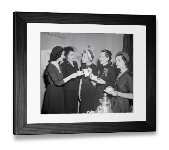 Framed Print : Society Women Standing At Tea Framed Print : Society Women Standing At Tea
