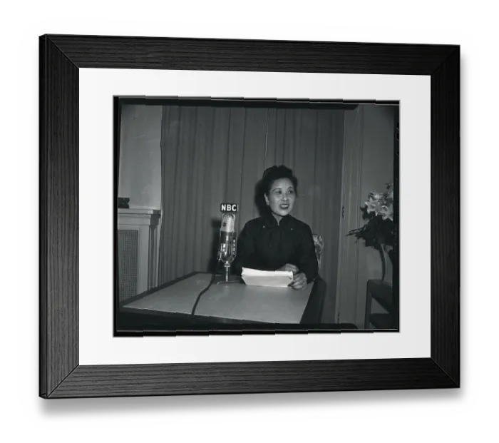 Framed Print : Ms. Chaiang Kai Shek Talking Over Radio Framed Print : Ms. Chaiang Kai Shek Talking Over Radio