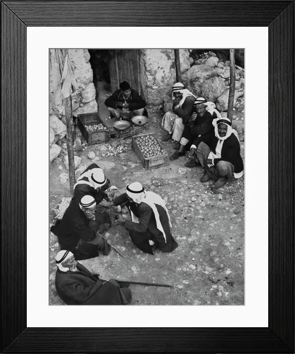 Framed Print : Arab Men With Orange Vendor