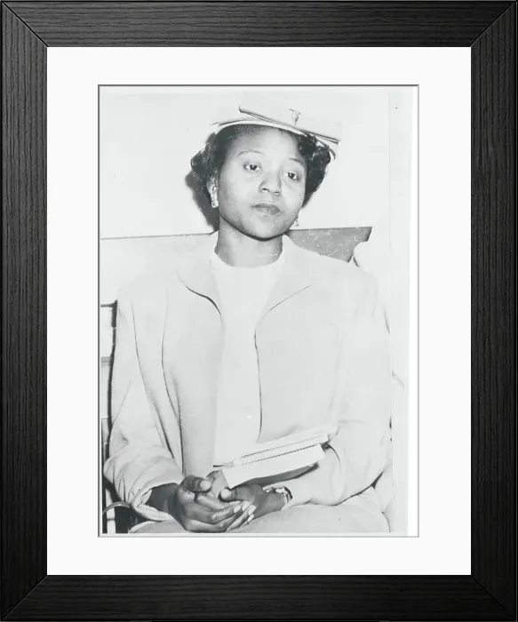 Framed Print : Autherine Lucy Poised with Books in Hand Framed Print : Autherine Lucy Poised with Books in Hand
