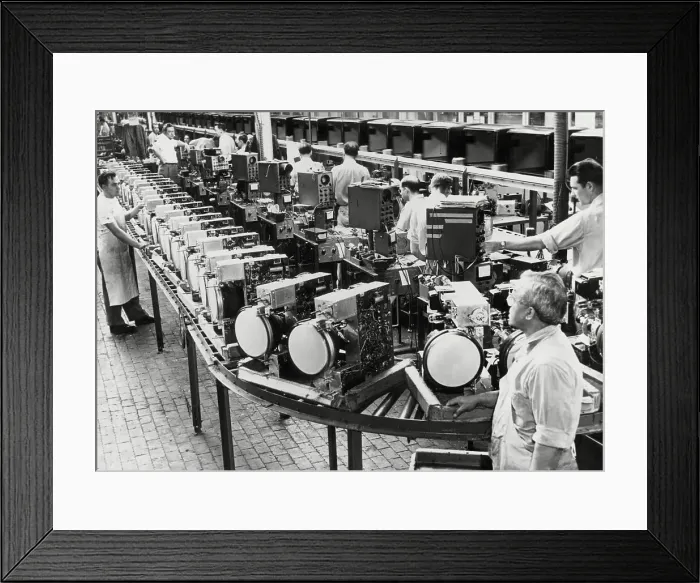 Framed Print : Rca Tv Parts Move Along Assembly Line Framed Print : Rca Tv Parts Move Along Assembly Line