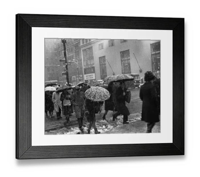 Framed Print : Pedestrians in a Snowstorm Framed Print : Pedestrians in a Snowstorm