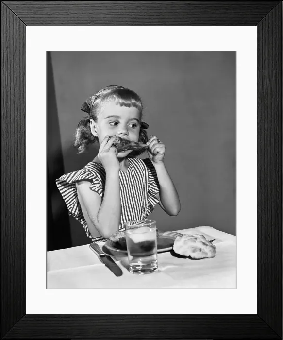 Framed Print : Girl Eating Fried Chicken Framed Print : Girl Eating Fried Chicken