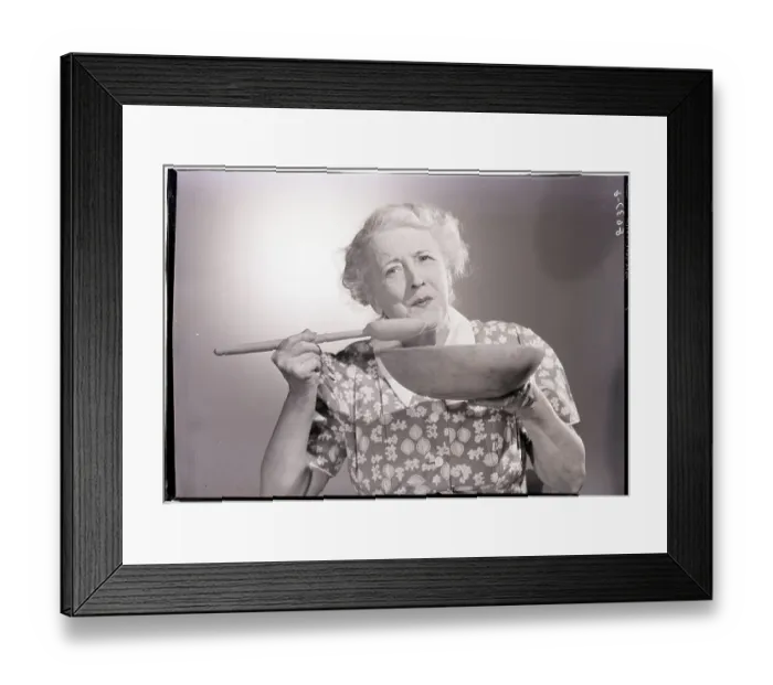 Framed Print : Woman with Mixing Bowl and Spoon Framed Print : Woman with Mixing Bowl and Spoon