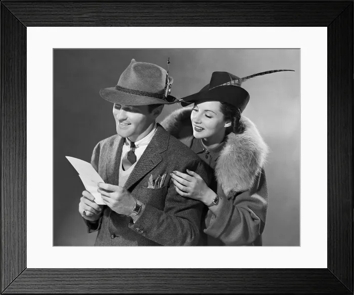 Framed Print : Couple Reading Letter Framed Print : Couple Reading Letter