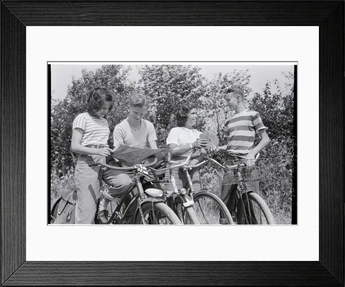 Framed Print : Cyclists Studying Road Map Framed Print : Cyclists Studying Road Map