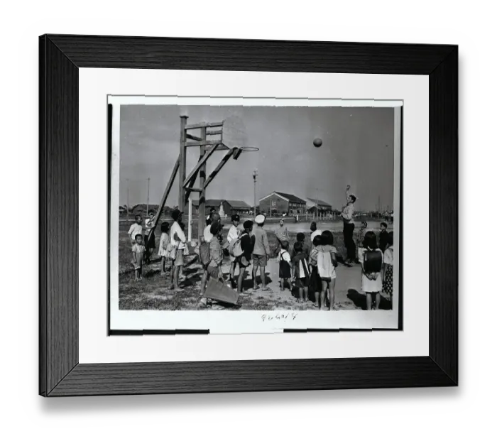 Framed Print : Boys Playing Basketball Outside
