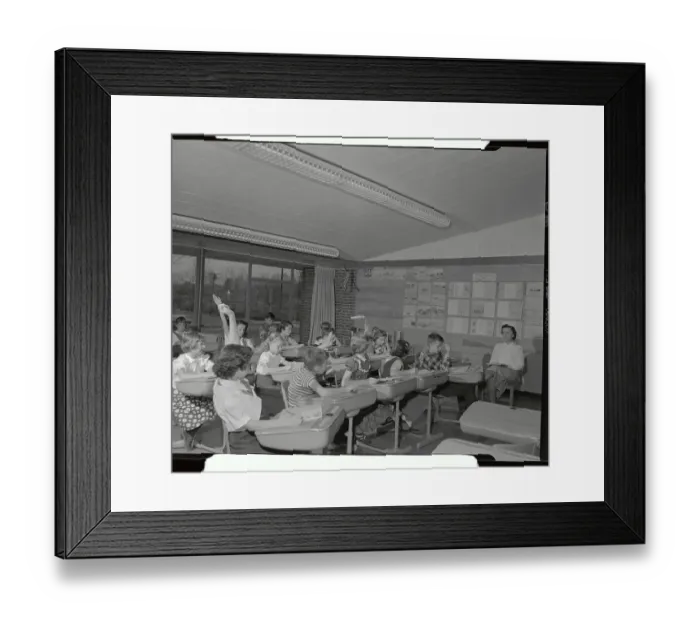 Framed Print : Students Raising Hands in Class at Blythe Park School