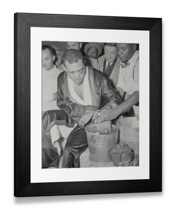 Framed Print : Boxing Champion Joe Louis Soaking His Hand After Lost Framed Print : Boxing Champion Joe Louis Soaking His Hand After Lost