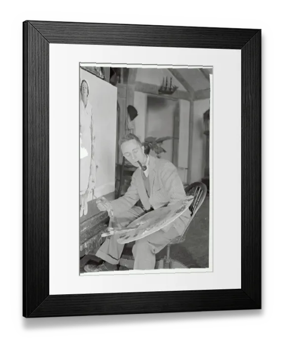 Framed Print : Portrait of Norman Rockwell Painting with Palette Framed Print : Portrait of Norman Rockwell Painting with Palette