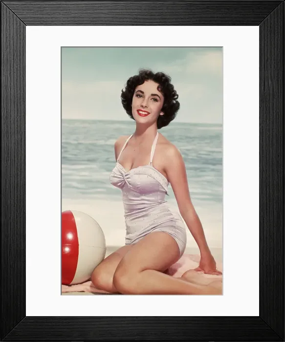 Framed Print : Elizabeth Taylor in a Bathing Suit Framed Print : Elizabeth Taylor in a Bathing Suit