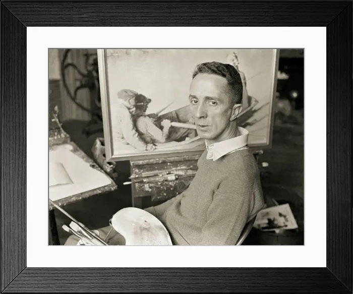 Framed Print : Portrait of Norman Rockwell Working on Paintings Framed Print : Portrait of Norman Rockwell Working on Paintings