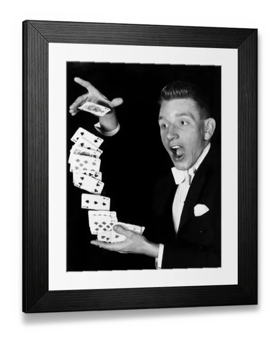 Framed Print : Magician Doing Card Trick Framed Print : Magician Doing Card Trick