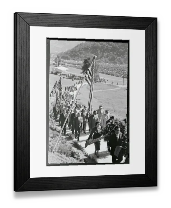 Framed Print : Arab and Yugoslavian Leaders Marching with Flags Framed Print : Arab and Yugoslavian Leaders Marching with Flags