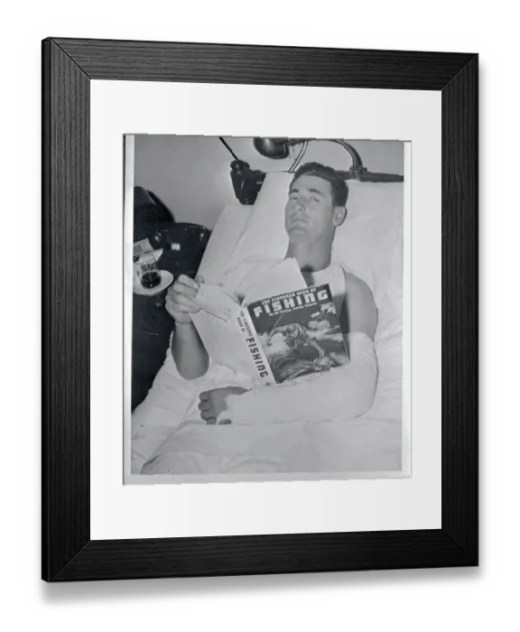 Framed Print : Ted Williams in Hospital with Injured Elbow Due to Crashing Ball