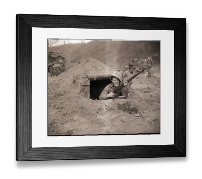Framed Print : American GI in Foxhole Framed Print : American GI in Foxhole