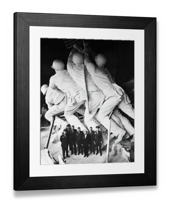 Framed Print : Military Men in Front of Statue Framed Print : Military Men in Front of Statue