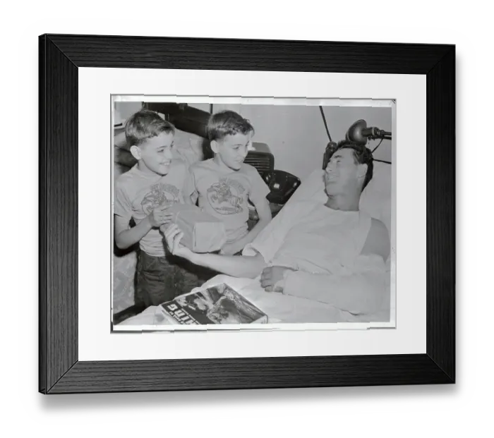 Framed Print : Ted Williams Lying in Hospital Bed with Young Visitors Nearby Framed Print : Ted Williams Lying in Hospital Bed with Young Visitors Nearby