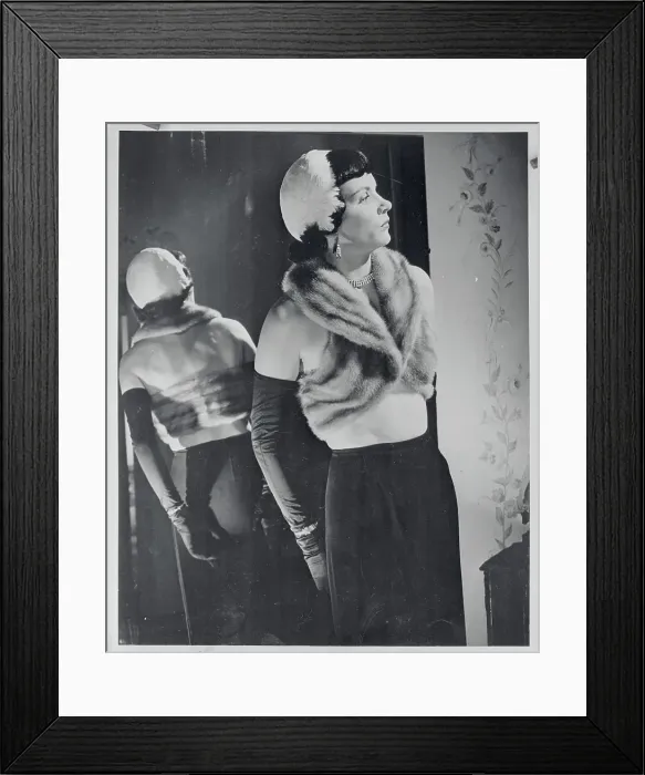 Framed Print : Woman Wearing Fur Bra Framed Print : Woman Wearing Fur Bra