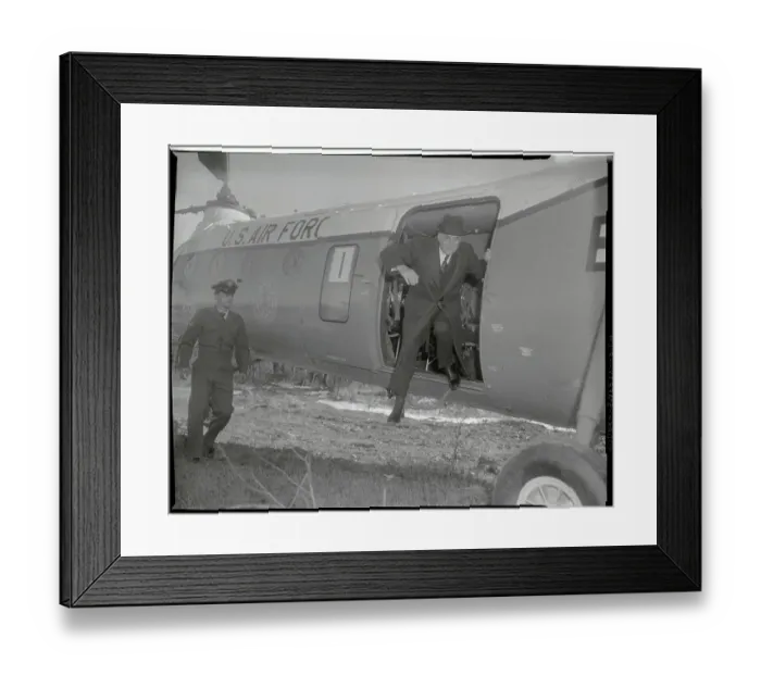 Framed Print : John Foster Dulles Exiting Helicopter Framed Print : John Foster Dulles Exiting Helicopter