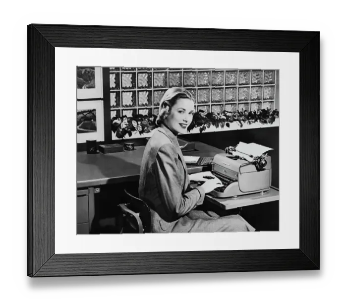 Framed Print : Grace Kelly Using a Typewriter Framed Print : Grace Kelly Using a Typewriter