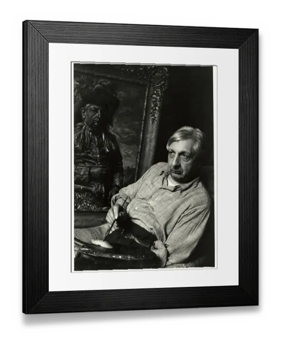 Framed Print : Artist Giorgio De Chirico with Palette near Painting Framed Print : Artist Giorgio De Chirico with Palette near Painting