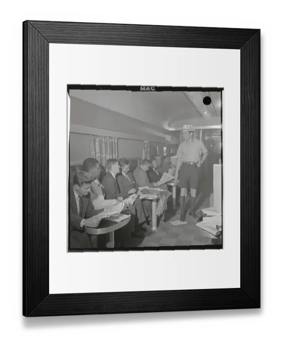 Framed Print : Men's Fashion Show on a Train