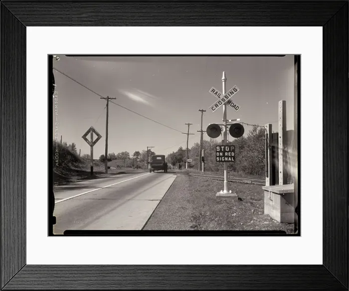 Framed Print : Highway And Railroad Crossing Framed Print : Highway And Railroad Crossing