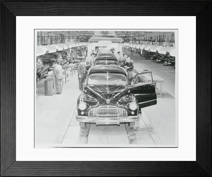 Framed Print : View of Cars on Assembly Line at Buick Plant Framed Print : View of Cars on Assembly Line at Buick Plant