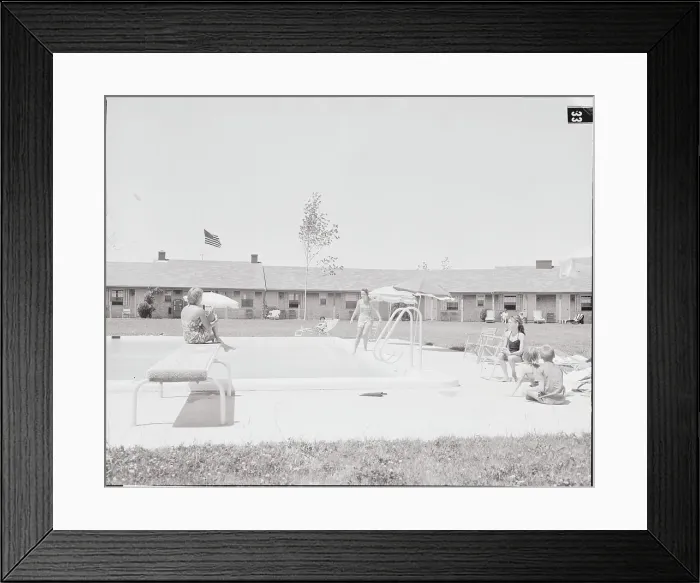 Framed Print : Patrons Enjoying the Outdoors at the Ebb Tide Motel Framed Print : Patrons Enjoying the Outdoors at the Ebb Tide Motel