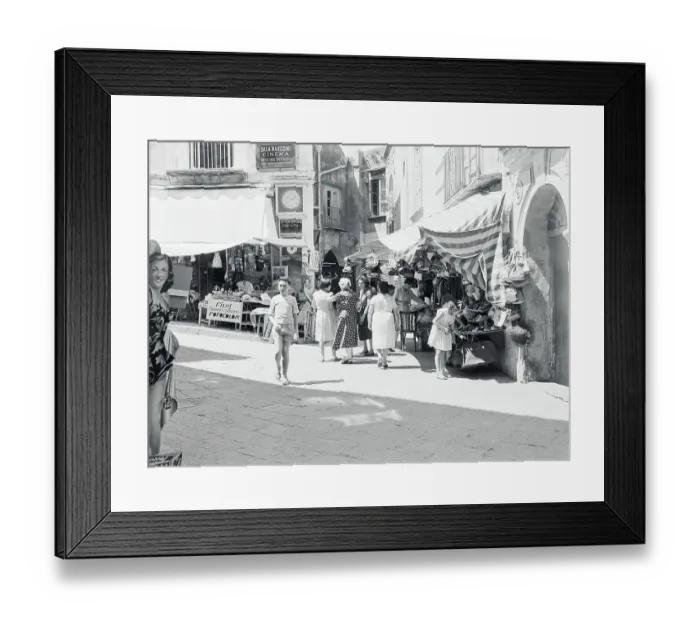 Framed Print : Street Scene With Pedestrians and Shoppers Framed Print : Street Scene With Pedestrians and Shoppers