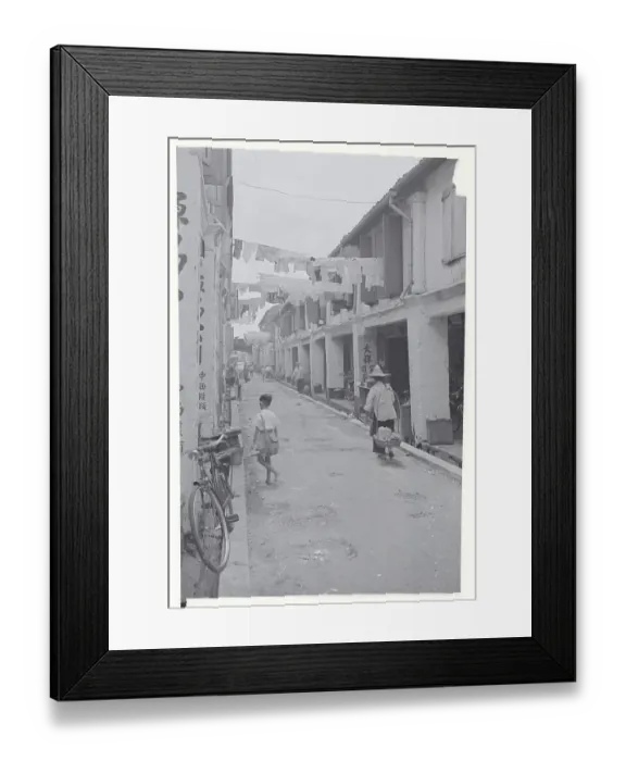 Framed Print : Singapore Street with Pedestrians
