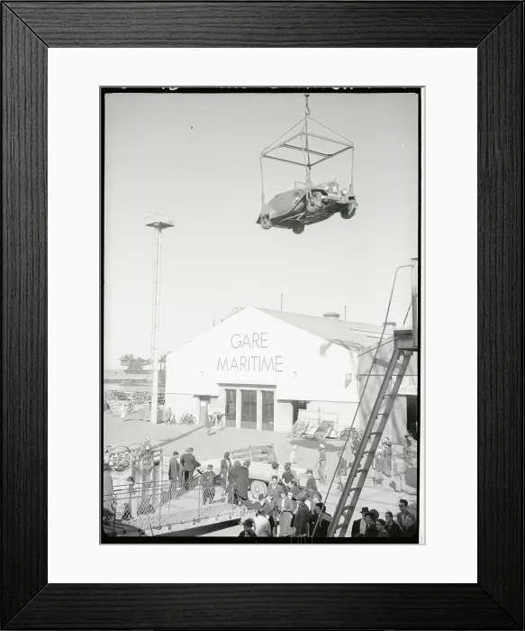 Framed Print : Automobile Being Lifted on Casablanca's Pier Framed Print : Automobile Being Lifted on Casablanca's Pier