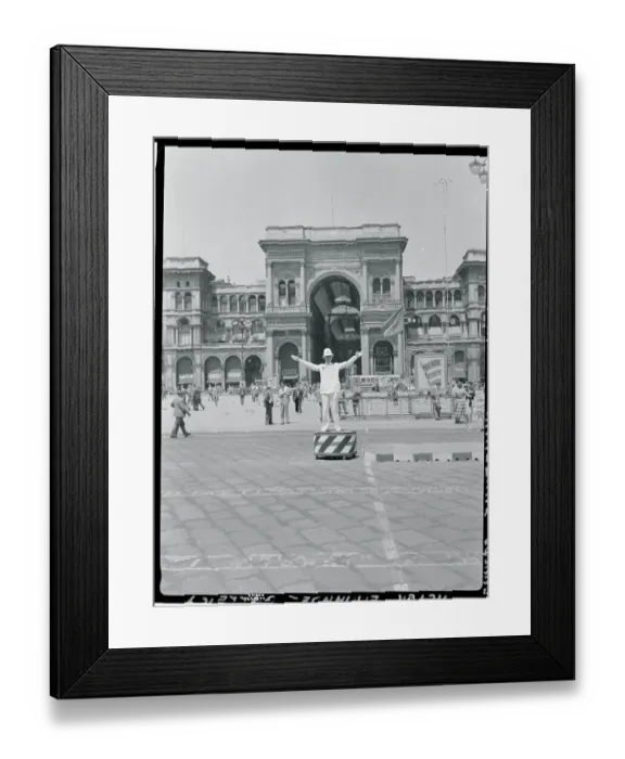 Framed Print : Police With Arms Upheld in Square Framed Print : Police With Arms Upheld in Square