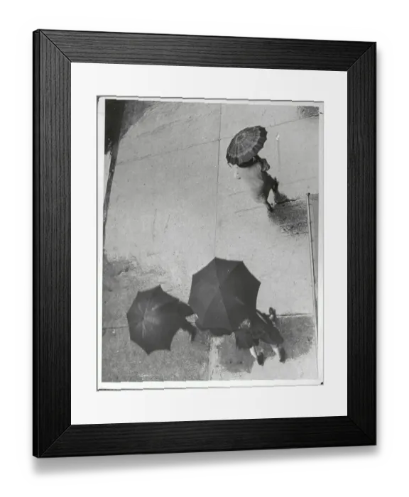 Framed Print : Pedestrians Under Umbrellas Walking Down Rainy Street Framed Print : Pedestrians Under Umbrellas Walking Down Rainy Street