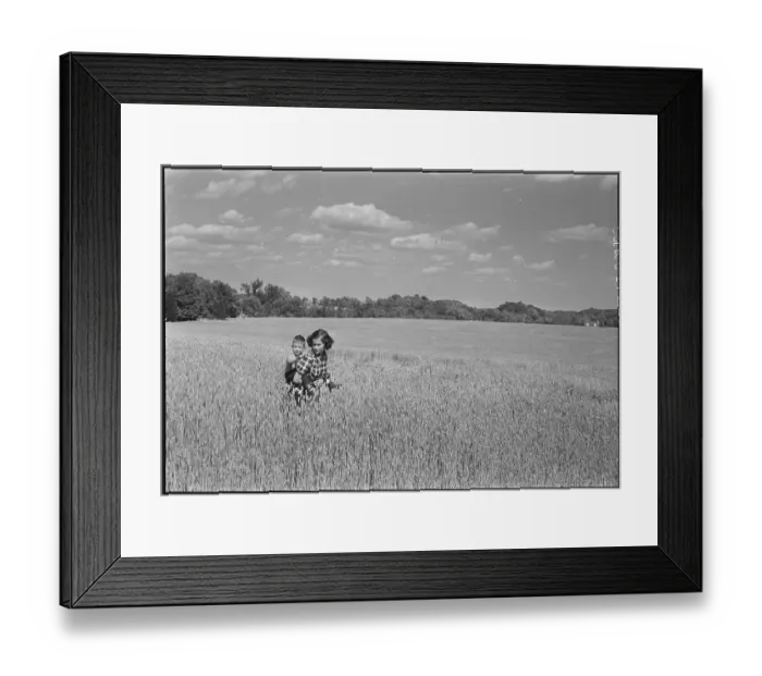 Framed Print : Boy and Girl in Wheat Field Framed Print : Boy and Girl in Wheat Field