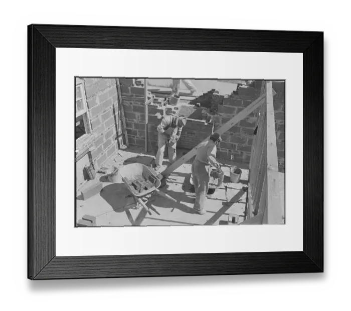 Framed Print : Construction Workers Building Home Framed Print : Construction Workers Building Home