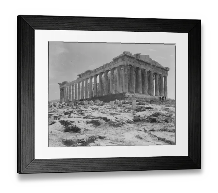 Framed Print : Parthenon. (Original Caption). Athens: Parthenon seen through columns of the Propylaea Framed Print : Parthenon. (Original Caption). Athens: Parthenon seen through columns of the Propylaea