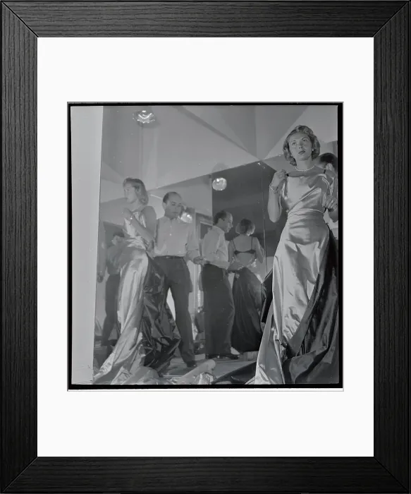 Framed Print : Jean Desses with Model Getting Dressed Framed Print : Jean Desses with Model Getting Dressed
