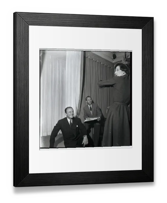 Framed Print : Pierre Balmain Observing Model Framed Print : Pierre Balmain Observing Model