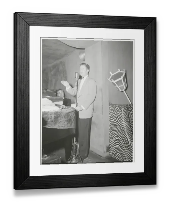 Framed Print : Rudy Vallee at Microphone in El Morocco Club Framed Print : Rudy Vallee at Microphone in El Morocco Club