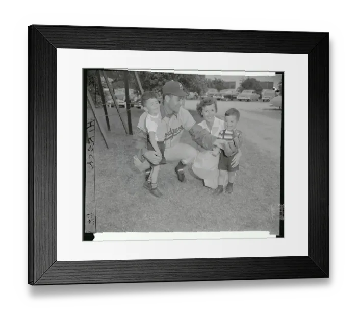 Framed Print : Dodgers Player Carl Furillo with His Wife and Children on Lawn Framed Print : Dodgers Player Carl Furillo with His Wife and Children on Lawn
