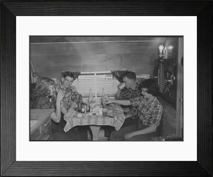 Framed Print : Youngsters in Trailer Coach Framed Print : Youngsters in Trailer Coach